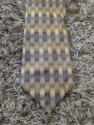 Corbata Bill Blass Cuello Adulto Hombre Dorado Plata Geométrica 100% Seda Foto 1 de 4