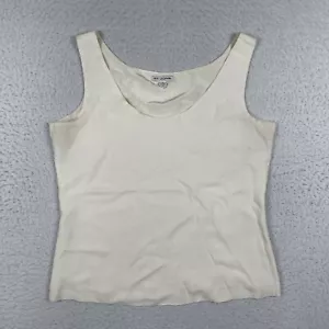 St John Shirt Womens Medium Cream Tank Top Silk Blend Neutral Minimal Luxury USA - Picture 1 of 10