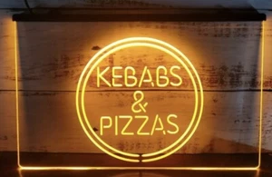 Kebabs & Pizzas LED Neon Light . Sign Bar Pub Wall Art Décor Yellow 🇬🇧 - Picture 1 of 3