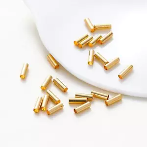 Straight Tube Brass Beads - Gold Plated Spacer Bead DIY Jewelry Making 100Pcs - Picture 1 of 27