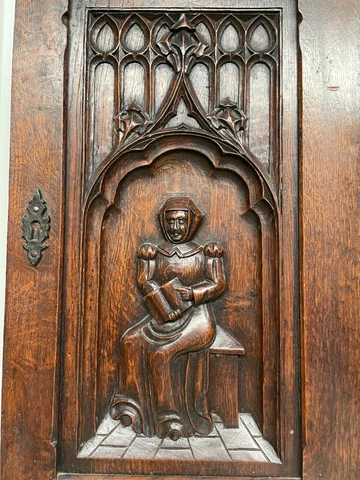 Stunning Gothic Revival Door panel Carved in oak Cover