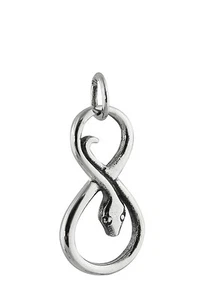 Snake Infinity Charm - 925 Sterling Silver Knot Friendship Love Snakes NEW - Picture 1 of 1