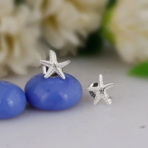 Zircon Star Fish Earring CZ Sterling Silver Star Fish Stud Earring - Picture 1 of 6