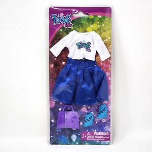 The Fresh Dolls Modepaket Outfit Kleidung weiß Shirt blau Rock blaue Schuhe - Bild 1 von 13