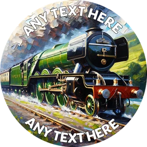 Flying Scotsman Tren Pastel Topper Glaseado u Oblea Personalizado Comestible - Imagen 1 de 2