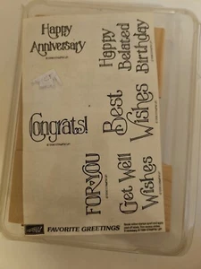 Vintage Stampin' Up LIEBLINGSGRÜSSE 7er Set Briefmarken unmontierte Holzstempel - Bild 1 von 3