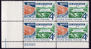 Scott #1150 Water Conservation Plate Block of 4 Stamps - MNH P#26590 - Picture 1 of 2