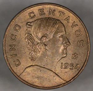 1954 Mexico 5 Centavos No Dot Uncirculated - Picture 1 of 2