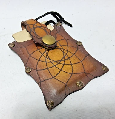 Laser cut leather wallet by me scalloped web bat shaped custom goth rockabilly - Image 1 of 4