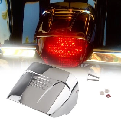 Cubierta de visera de luz trasera cromada para Harley Super Glide Softail Touring Dyna Fatboy Foto 1 de 4