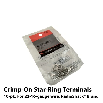 10-pk Crimp-On Star-Ring Terminals, For 22 to 16-gauge wire, RadioShack® 6400042 - Image 1 of 4