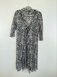 Vicky Vale Sz 16 Black & White Zebra Print Sheer Duster Jacket Vintage 90’s - Picture 1 of 12