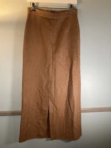 Paola Frani Rock Damen 8 Maxi Herringbone Schlitz Wolle Business Bürokleidung braun - Bild 1 von 9