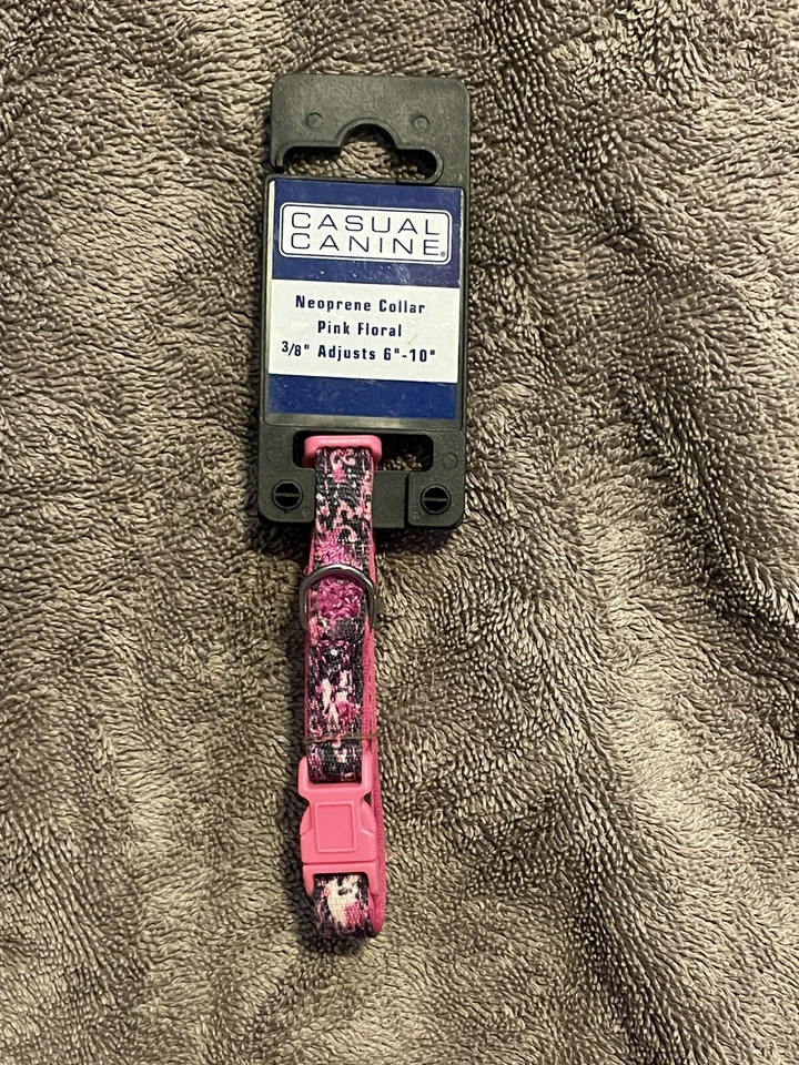 Casual Canine Small Neoprene Pink Floral Dog Collar NWT - Image 1 of 2