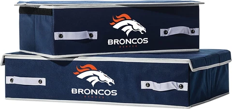 Denver Broncos NFL Set of 2 Collapsible Under the Bed Storage Bins Cover