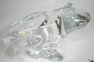 Trinket Bowl Crystal Frog VINTAGE Sasaki Crystal Japan Candy Nuts Coin - Picture 1 of 7