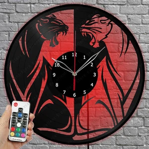 LED Vinyl Uhr Panther LED Licht Vinyl Schallplatte Wanduhr Wohndeko 1753 - Bild 1 von 11