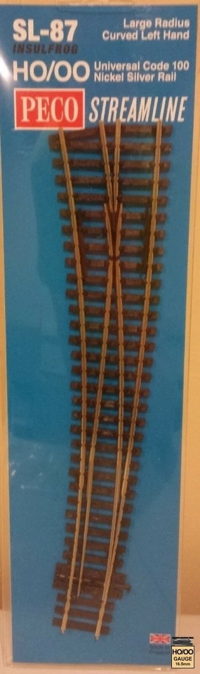 Peco SL-87 HO/OO Large Curved LH Left Nickel Silver Code 100 InsulFrog Turnout - Image 1 of 1