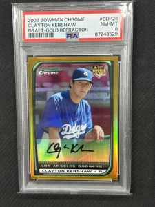 Clayton Kershaw 2008 Bowman Chrome Draft Gold Refractor PSA 8 RC #BDP26 1/50 - Picture 1 of 2