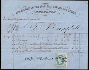 1855 ABERDEEN John Campbell, 5, Bon Accord Street, Post Horse Delivery Stables - Bild 1 von 1