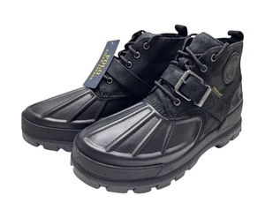 Polo Ralph Lauren Oslo Boots 7 Mens Waterproof Black Leather HydroGuard PRL NEW! - Picture 1 of 5