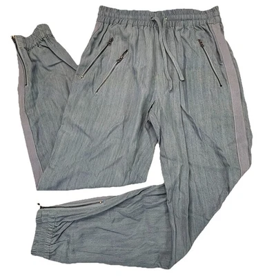 Pantalones Fate Jogger Algodón Cambray Talla S Azul Claro Cordón Bolsillos con Cremallera Foto 1 de 4