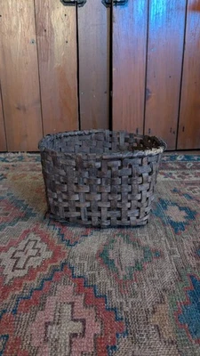 Antique Early Primitive Handmade Wood Splint Square Basket 9" Patina - Image 1 of 4