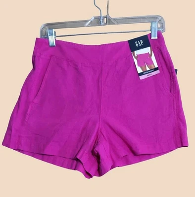 GAP женщин размер маленький Berry розовый льняной тянуть на шорты эластичный пояс новый - Изображение 1 из 4