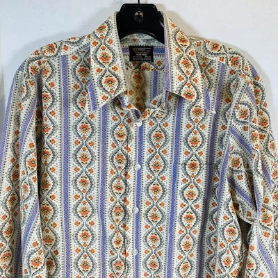 Camisa De Colección Años 50 60 JC Penny’s Towncraft Para Hombre M 15 Paisley Estampado Verde Botón Mod Foto 1 de 4