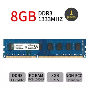 Kingston 8GB Module DDR3 PC3-10600U 1333Mhz 240Pin KVR1333D3N9/8G DIMM Memory - Picture 1 of 6