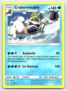 Crabominable 43/149 Raro Sol y Luna Base Set Tarjeta Pokémon - Casi Nuevo - Imagen 1 de 2