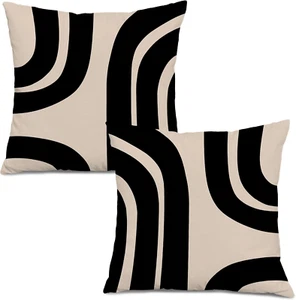 Boho Black and Beige Pillow Covers 18X18 Set of 2,Boho Pillows Covers,Boho Throw - Picture 1 of 12