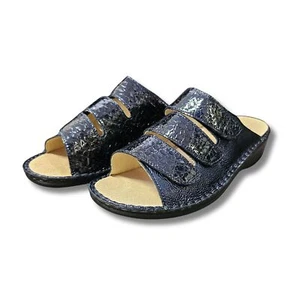 Pantofole da donna Itersan ciabatte predisposte in pelle blu taglia 35 comode - Foto 1 di 8