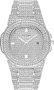 Reloj unisex con cristales y diamantes, esfera grande, para mujer y hombre. - Picture 1 of 12