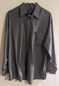 Stafford Relaxed Fit Long Sleeve Button Up Gray/Grn Shirt Men Size 15 1/2 32-33 - Picture 1 of 5