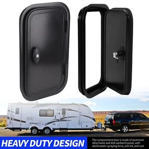 RV Baggage Door Black Heavy Duty Square Rounded Corners RV Baggage Door With Fla - Picture 1 of 12