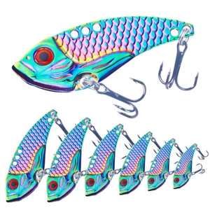 10PCS Lot 3D Eyes Fishing Metal Bait Crankbait Lures VIB Blade Tackle Saltwater - Picture 1 of 14