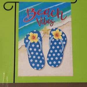 Bandera de jardín Beach Vibes ¡Abatible! Rain Or Shine 12.5" X 18" Patio Cubierta Barco Porche - Imagen 1 de 7