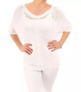 New Crochet Style Boat Neck Top  - Picture 1 of 7