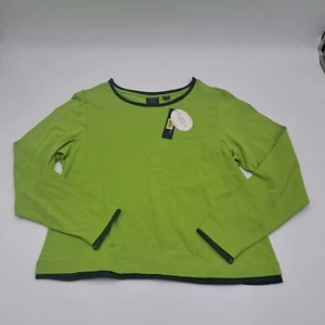 Camisa Westbound Mujer PM Pequeña Verde Elastizada Cuello Redondo Manga Larga Blusa De Colección - Imagen 1 de 7