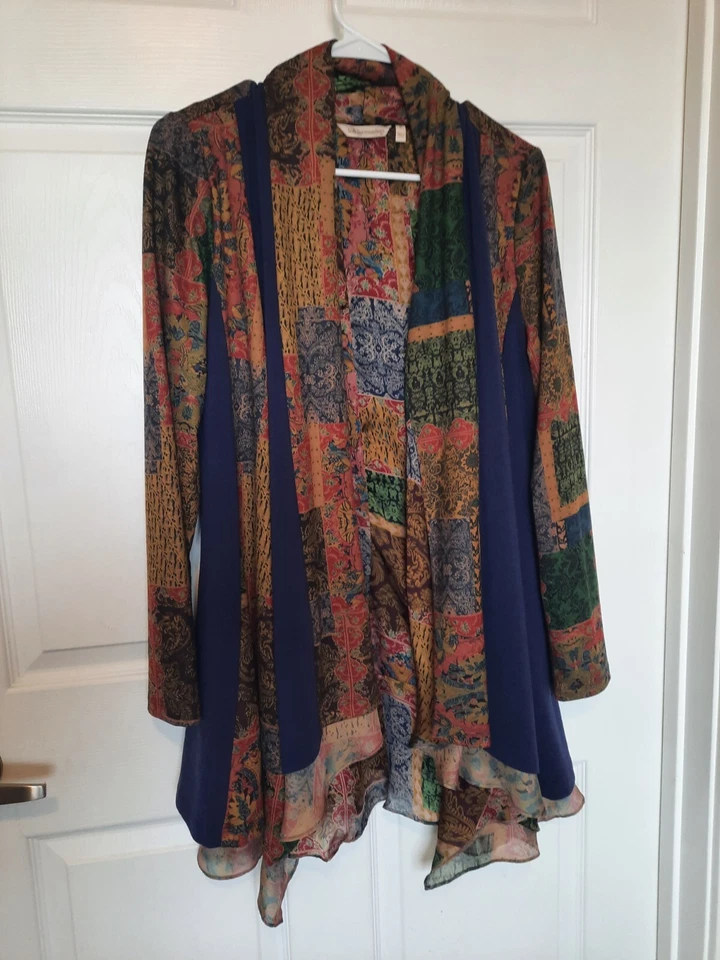 Cárdigan Kimono Soft Surroundings Drapeado Mediano Patchwork Artístico Foto 1 de 4