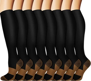 Graduated Compression Socks for Men & Women, 8 Pairs, 15-20Mmhg - Picture 1 of 12