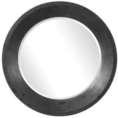 Uttermost Frazier Round Contemporary MDF and Glass Mirror in Dark Gray - Image 1 of 4