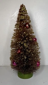 Cepillo de botella decorado vintage ROSA de vidrio de mercurio NAVIDAD Village ÁRBOL JAPÓN - Imagen 1 de 5