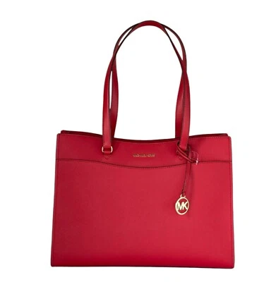 Michael Kors Jet Set Travel Large Multifunction Laptop Tote Shoulder Bag Red - Image 1 of 4