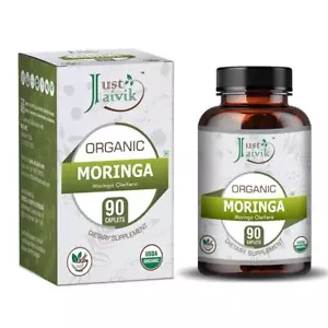 Just Jaivik Organic Moringa (Moringa Oleifera) -750mg (90 Tablets) - Picture 1 of 2