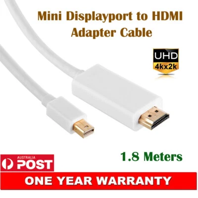 Mini Displayport MDP to HDMI M/M Adapter Cable 4K UltraHD Cord For Macbook Pro - Image 1 of 4