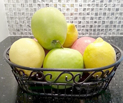 Metal Oval Bread Fruit Basket Antique Matte Black Cover
