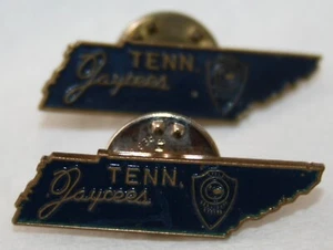 2 Vintage 1970s TENNESSEE JAYCEES Hat/Jacket/Vest PINS TN State Shaped - Picture 1 of 2