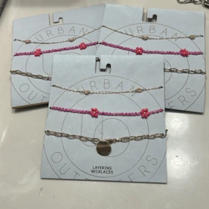 Urban outfitters layered necklace sets new gifts beaded chain pink best friends - Picture 1 of 6